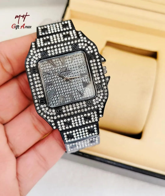 Luxury Diamond Studded Watch for Men - Fully Iced Out