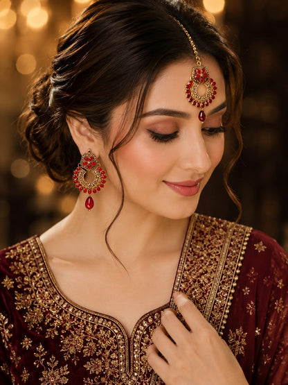 Jhumka with mang tikka